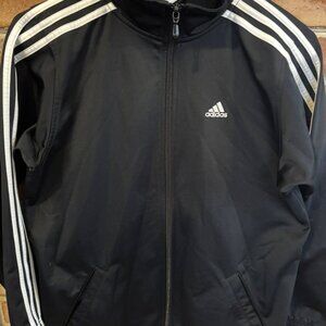 Adidas Black Full-Zip Track Jacket W/White Stripes Men's Size M